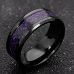 Men Stainless Steel  Ring Inlay Purple Black Carbon