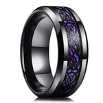 Men Stainless Steel  Ring Inlay Purple Black Carbon