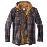 Mens Winter Jackets Plaid Shirts Coats Hooded Zipper Long