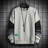 Men Casual O-Neck Hoodie Sweatshirt Male Patchwork Loose T-shirt Men