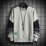 Men Casual O-Neck Hoodie Sweatshirt Male Patchwork Loose T-shirt Men