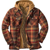 Mens Winter Jackets Plaid Shirts Coats Hooded Zipper Long
