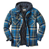 Mens Winter Jackets Plaid Shirts Coats Hooded Zipper Long