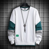 Men Casual O-Neck Hoodie Sweatshirt Male Patchwork Loose T-shirt Men