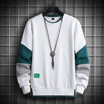 Men Casual O-Neck Hoodie Sweatshirt Male Patchwork Loose T-shirt Men
