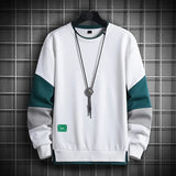 Men Casual O-Neck Hoodie Sweatshirt Male Patchwork Loose T-shirt Men