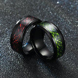 Men Stainless Steel  Ring Inlay Purple Black Carbon