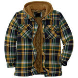 Mens Winter Jackets Plaid Shirts Coats Hooded Zipper Long