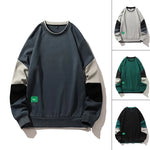 Men Casual O-Neck Hoodie Sweatshirt Male Patchwork Loose T-shirt Men