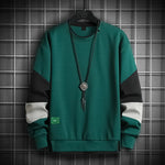 Men Casual O-Neck Hoodie Sweatshirt Male Patchwork Loose T-shirt Men