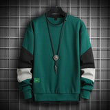 Men Casual O-Neck Hoodie Sweatshirt Male Patchwork Loose T-shirt Men