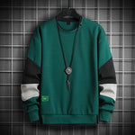 Men Casual O-Neck Hoodie Sweatshirt Male Patchwork Loose T-shirt Men