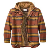 Mens Winter Jackets Plaid Shirts Coats Hooded Zipper Long