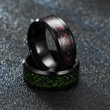 Men Stainless Steel  Ring Inlay Purple Black Carbon