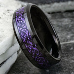 Men Stainless Steel  Ring Inlay Purple Black Carbon