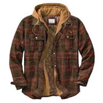 Mens Winter Jackets Plaid Shirts Coats Hooded Zipper Long