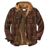 Mens Winter Jackets Plaid Shirts Coats Hooded Zipper Long