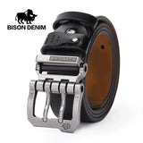 Mens Belt High Quality Bison Leather Belt Men Male Genuine Bison Leather Strap