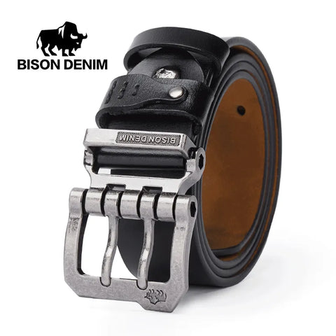 Mens Belt High Quality Bison Leather Belt Men Male Genuine Bison Leather Strap