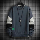 Men Casual O-Neck Hoodie Sweatshirt Male Patchwork Loose T-shirt Men