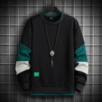 Men Casual O-Neck Hoodie Sweatshirt Male Patchwork Loose T-shirt Men