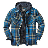 Mens Winter Jackets Plaid Shirts Coats Hooded Zipper Long