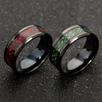 Men Stainless Steel  Ring Inlay Purple Black Carbon