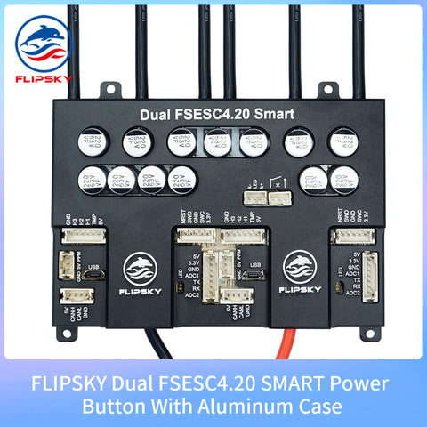 New arrival FLIPSKY Dual FSESC4.20 SMART Power Button With Aluminum Case Updated Version Based on VESC for sk8/scooter/robot